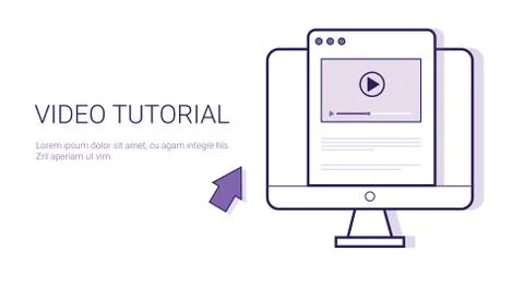 Video Tutorial Online Education Business Concept Template Web Banner With Copy Stock Illustration