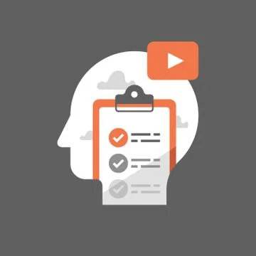 Video tutorial, online university class, exam preparation, distant education Illustrazione stock