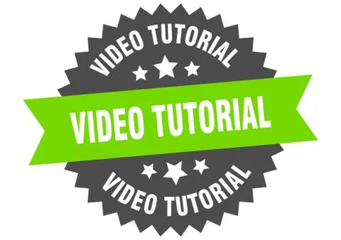 Video tutorial round isolated ribbon label. video tutorial sign 库存插图