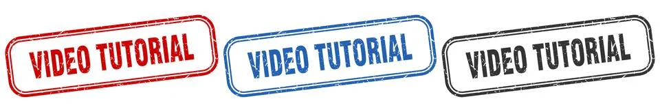 Video tutorial square isolated sign set. video tutorial stamp イラスト素材