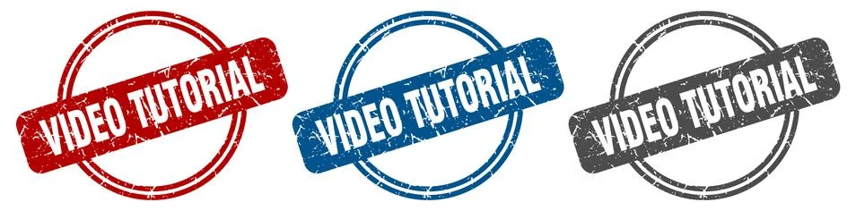 Video tutorial stamp. video tutorial sign. video tutorial label set Stock Illustration