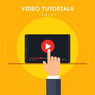 Video tutorial on tablet vector illustration Stock Illustration