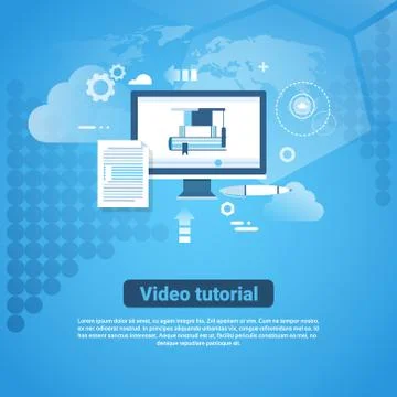 Video Tutorial Template Web Banner With Copy Space Illustrazione stock