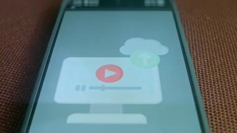 Video tutorial uploaded to cloud storage icon, presentation Stock Footage 309687975