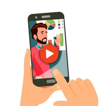 Video Tutorial Vector. Streaming Application. Online Education. Distance Stock Illustration