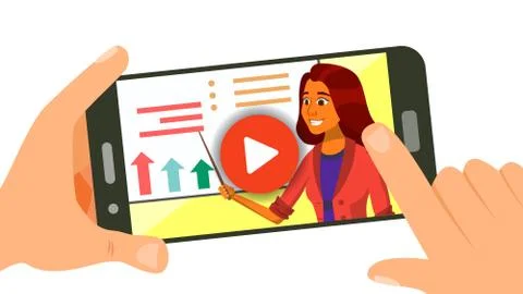 Video Tutorial Vector. Streaming Video. Online Education. Study And Learning Stock Illustration