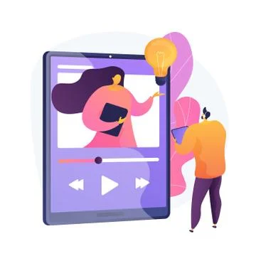 Video tutorial watching vector concept metaphor. 스톡 일러스트