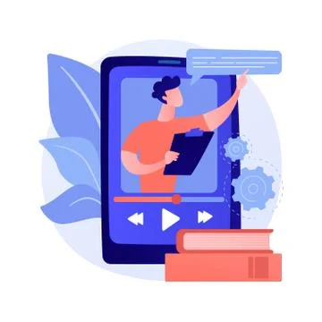 Video tutorial watching vector concept metaphor. Stock Illustration