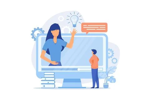 Video tutorial Web education, video blog, online courses training, elearnin.. Illustrazione stock