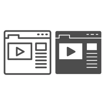 Video tutorial on web page line and solid icon, school concept, online lesson Illustrazione stock