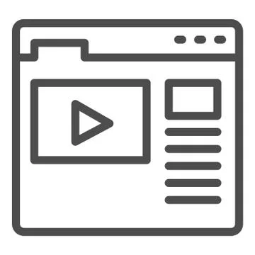 Video tutorial on web page line icon, school concept, online lesson sign on Stock Illustration