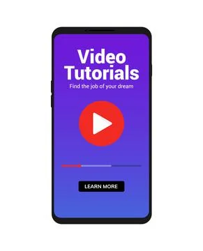 Video tutorial webinar icon on mobile phone. Training tutorial streaming content Illustrazione stock