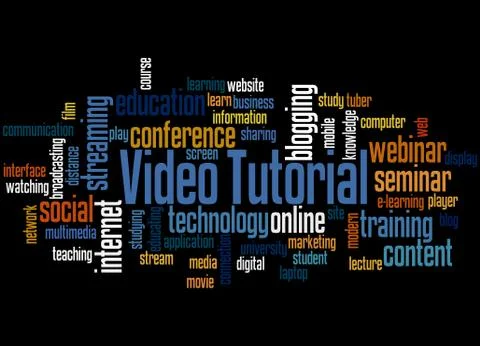 Video tutorial word cloud concept Stock Illustration