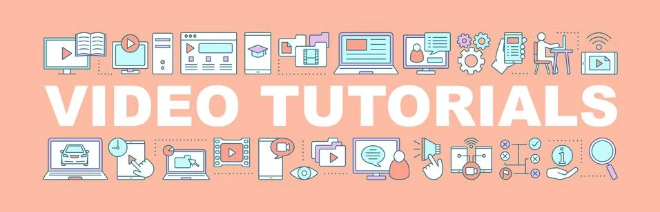 Video tutorial word concepts banner Illustrazione stock