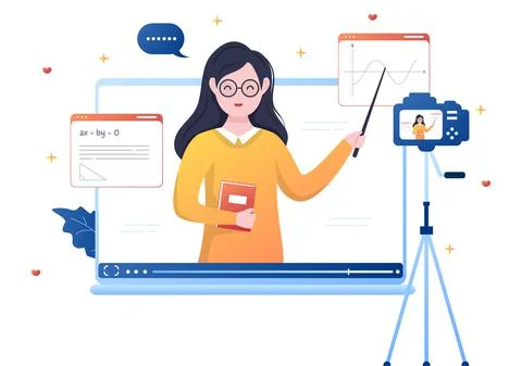 Video Tutorials Background Vector Illustration. Watching and Streaming Online イラスト素材