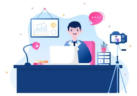 Video Tutorials Background Vector Illustration. Watching and Streaming Online イラスト素材