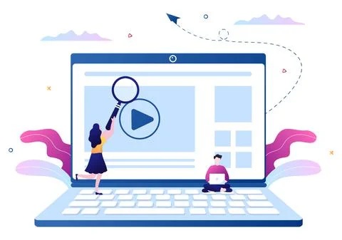 Video Tutorials Background Vector Illustration. Watching and Streaming Online イラスト素材