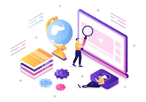 Video Tutorials Background Vector Illustration. Watching and Streaming Online Ilustración de archivo