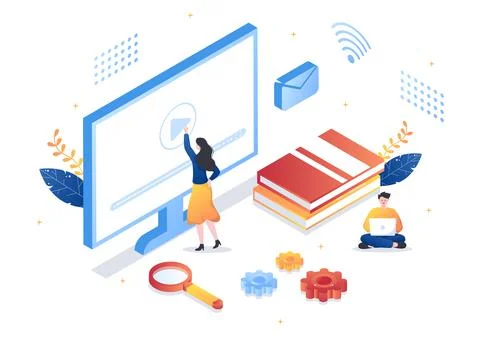 Video Tutorials Background Vector Illustration. Watching and Streaming Online Ilustración de archivo