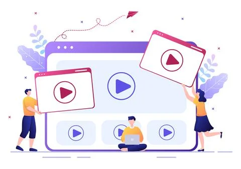 Video Tutorials Background Vector Illustration. Watching and Streaming Online イラスト素材