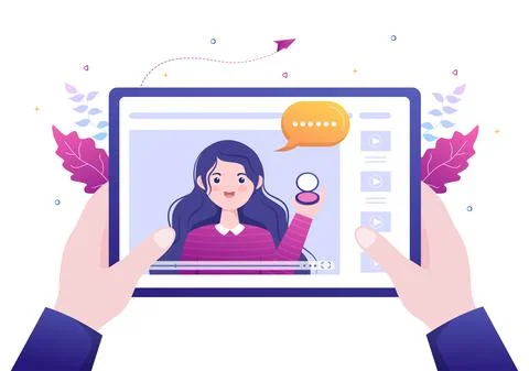 Video Tutorials Background Vector Illustration. Watching and Streaming Online イラスト素材