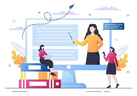 Video Tutorials Background Vector Illustration. Watching and Streaming Online Ilustración de archivo