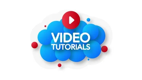 Video Tutorials Bubble Banner, blue emblem label. Motion graphics. Stock Footage 153490135