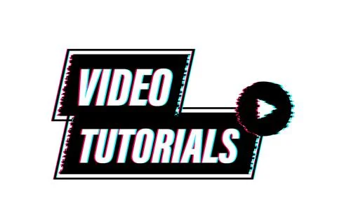 Video tutorials glitch icon. Study and learning background, distance education Stock Illustration
