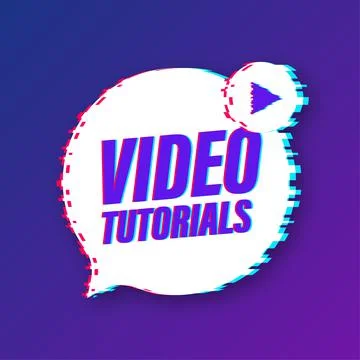 Video tutorials glitch icon. Study and learning background, distance education Stockillustratie