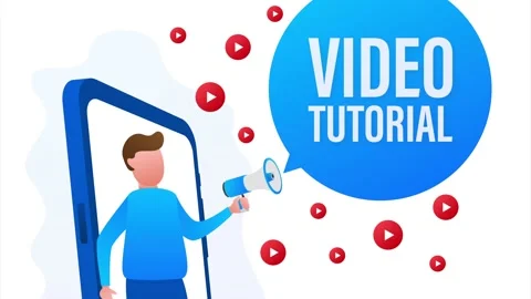 Video tutorials icon concept. Study and learning background, distance education Stock Footage 148049926