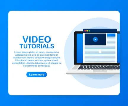 Video tutorials icon concept. Study and learning background, distance educati Stock Illustration