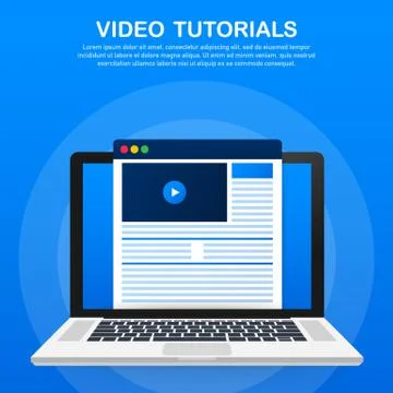 Video tutorials icon concept. Study and learning background, distance educati Stock Illustration