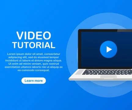 Video tutorials icon concept. Study and learning background, distance educati Stock Illustration