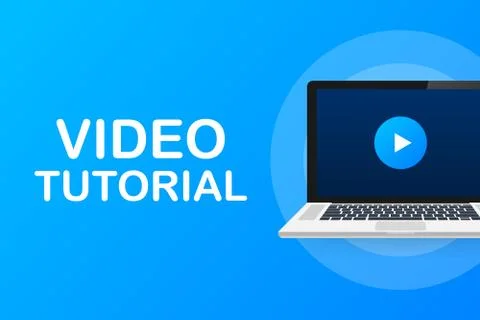 Video tutorials icon concept. Study and learning background, distance educati Stock Illustration