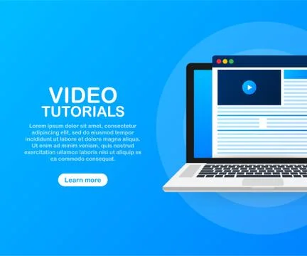 Video tutorials icon concept. Study and learning background, distance educati Stock Illustration