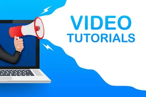 Video tutorials icon concept. Study and learning background, distance education Stock Illustration