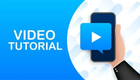 Video tutorials icon concept. Study and learning background, distance education Stock Illustration