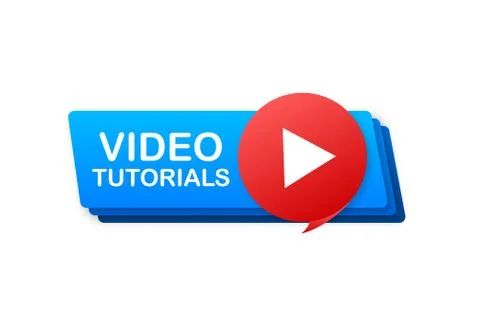 Video tutorials icon concept. Study and learning background, distance education Stock Illustration