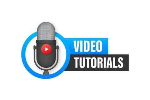 Video tutorials icon concept. Study and learning background, distance education Stock Illustration