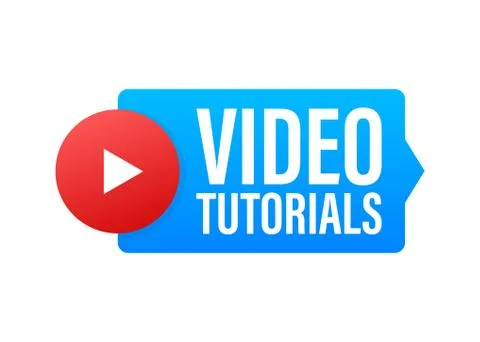 Video tutorials icon concept. Study and learning background, distance education Stockillustratie