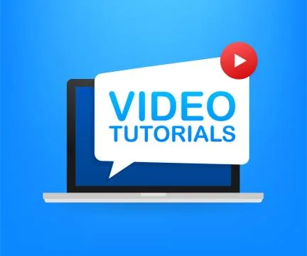 Video tutorials icon concept. Study and learning background, distance education Stock Illustration