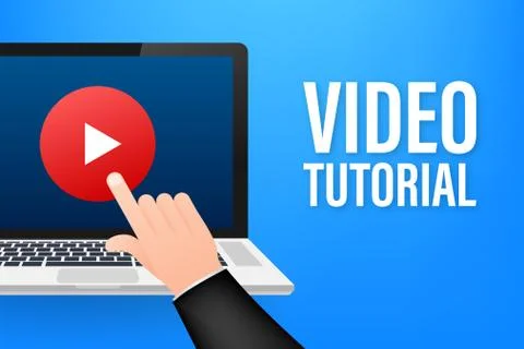 Video tutorials icon concept. Study and learning background, distance education Stockillustratie