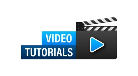 Video tutorials icon concept. Study and learning background, distance education Stock Illustration