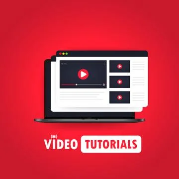 Video tutorials illustration. Watching streaming video, webinar, training onl イラスト素材