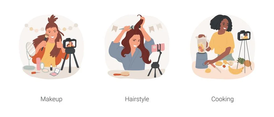 Video tutorials isolated cartoon vector illustration set. Stockillustratie