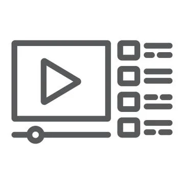 Video tutorials line icon, education and school, online streaming website sign Illustrazione stock