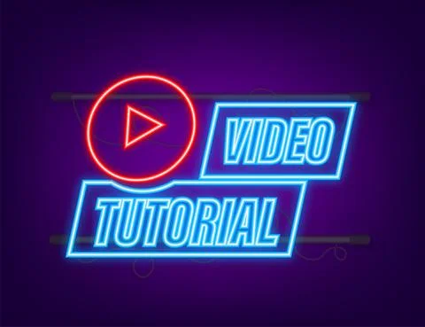 Video tutorials neon icon. Study and learning background, distance education and イラスト素材