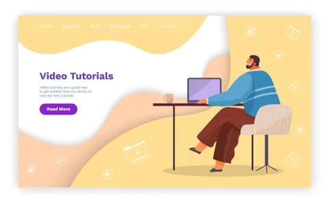 Video tutorials, online courses concept. Vector flat illustration for web Stock Illustration
