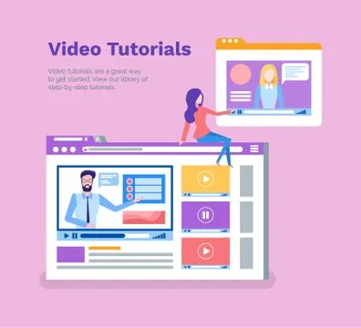 Video Tutorials Poster with Text Sample and Info Stock Illustration