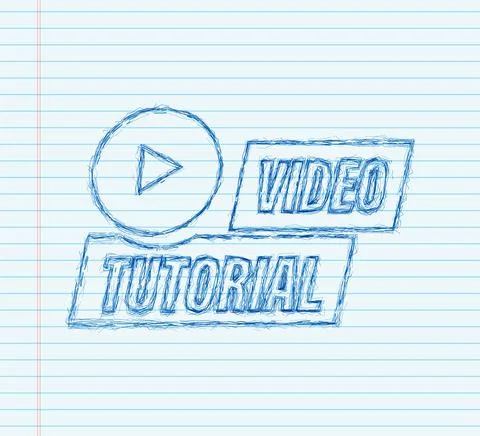 Video tutorials sketch icon. Study and learning background, distance education Stock Illustration